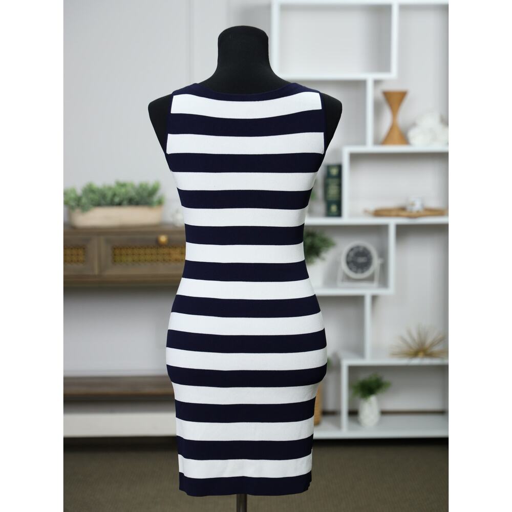 Theory Lasina Dasher Navy Ivory Nautical Stripe Knit Sheath Dress Petite Coastal - Picture 7 of 15